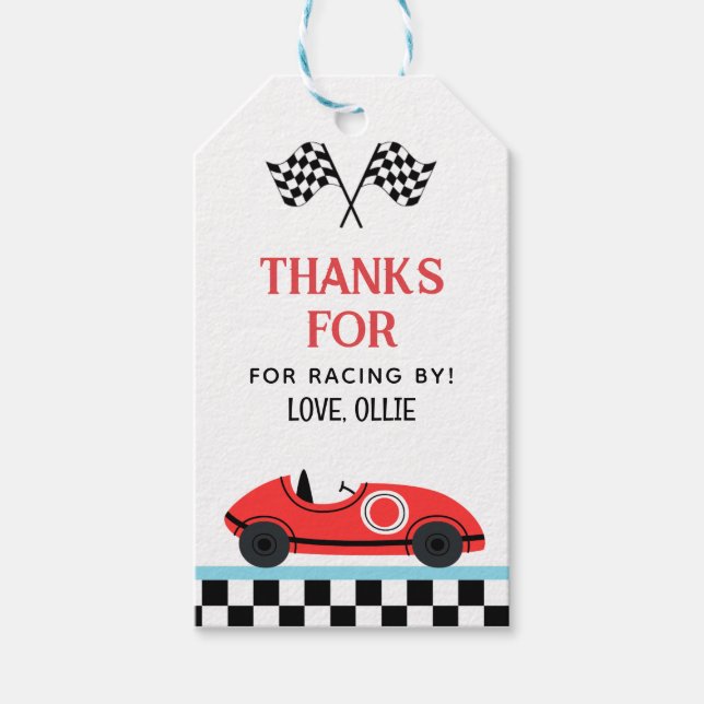 Race Red Car Vielen Dank für Ihr Rennen von Geschenkanhänger (Vorderseite)