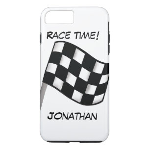 Race Schwarz-weiß Checked Flag Name Personalisiert iPhone 8 Plus/7 Plus Hülle