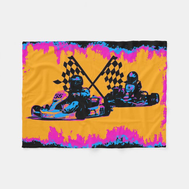 Race to Finish - Go Kart Racers Fleecedecke (Vorderseite (Horizontal))