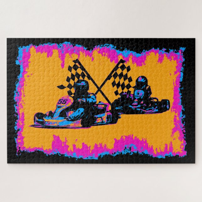 Race to Finish - Go Kart Racers Jigsaw Puzzle (Horizontal)