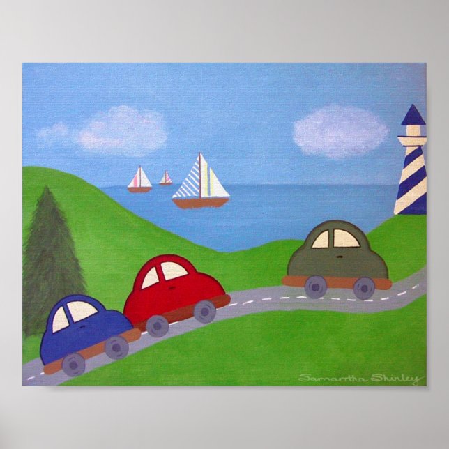 Race to the Regatta - 8x10 Cars Boat Boys Kinder K Poster (Vorne)