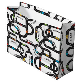 Race Track Boys Geburtstag White Große Geschenktüte