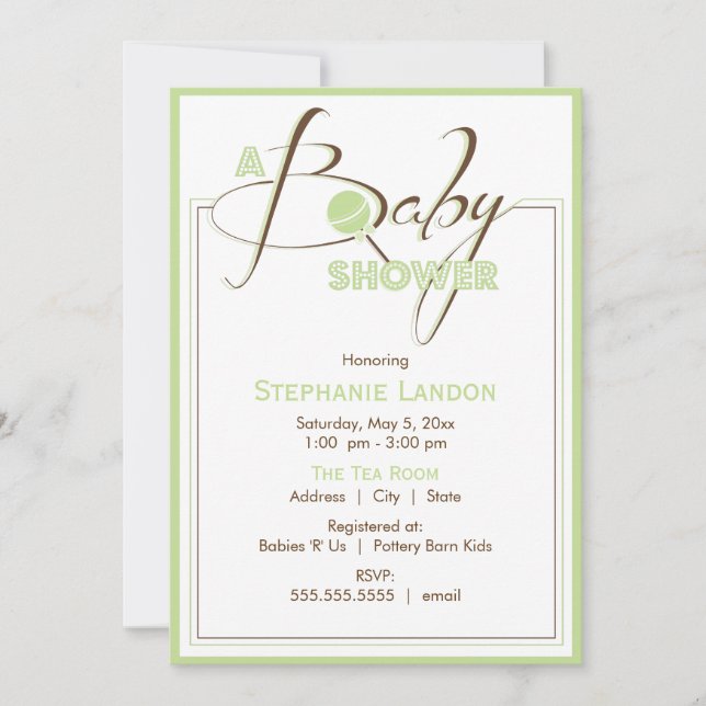 Race verte| Invitation Baby shower (Devant)