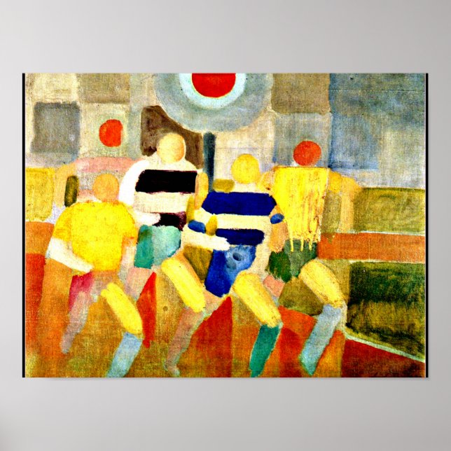 Race Walkers, buntes kubistisches Kunstwerk Poster (Vorne)