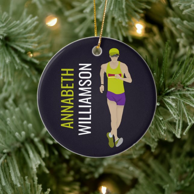 Race Walking Keramik Ornament (Baum)