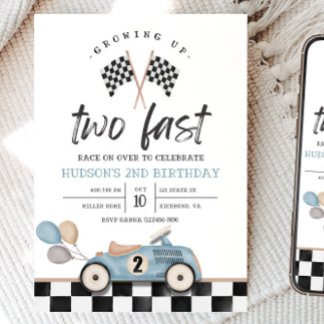 Racecar Birthday Einladung Zweite Geburtstagskarte