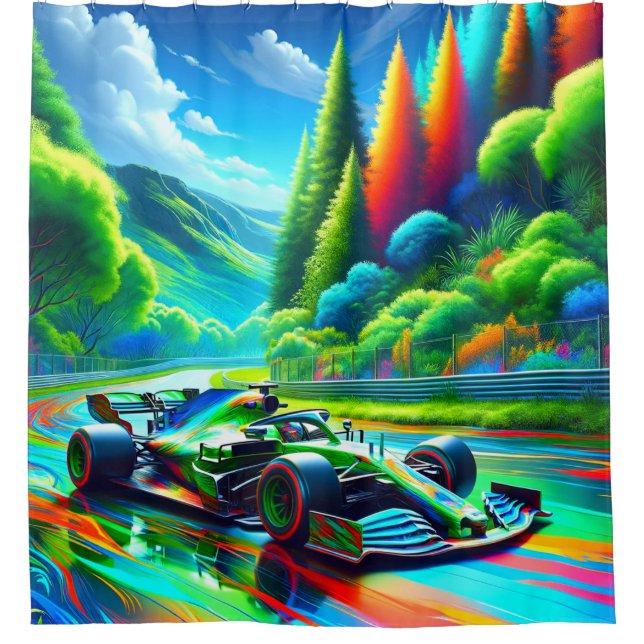 Racecar Duschvorhang (Vorderseite)