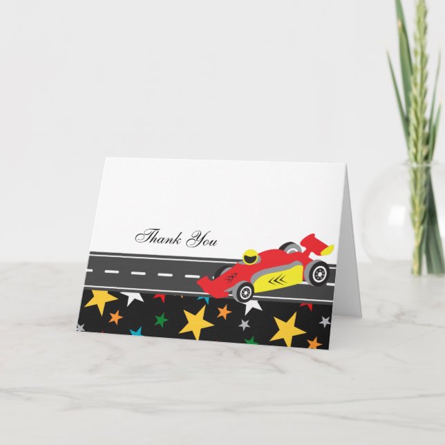 Racecar Vielen Dank Dankeskarte (Vorderseite)