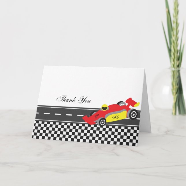 Racecar Vielen Dank Dankeskarte (Vorderseite)