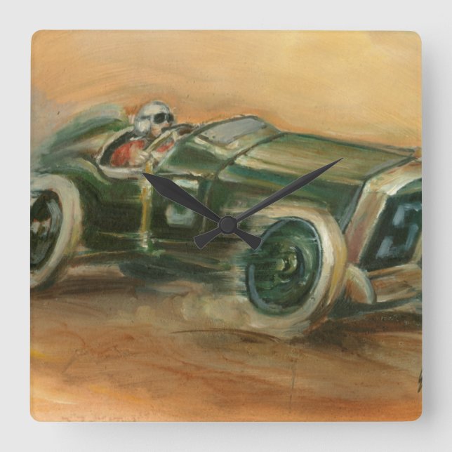 Racecar von Ethan Harper Quadratische Wanduhr (Vorderseite)