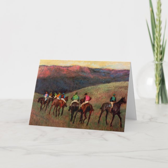 Racehoras in einer Landschaft jokeys Rodelbahn Deg Karte (Vorderseite)