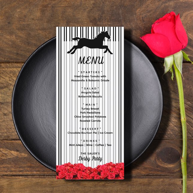 Racehori und Rose Derby Day Party Menükarte (Racehorse and Roses Derby Day Party Menus)