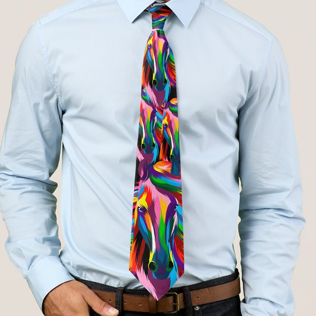 Racehorse Derby Day farbenfroh Krawatte (Colorful racehorse Derby day men's neck tie)