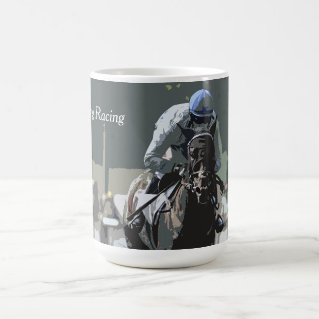 Racehorse mit Jockey in Blue Coffee Tasse (Mittel)