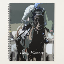 Racehorse mit Jockey in Blue Daily Planer