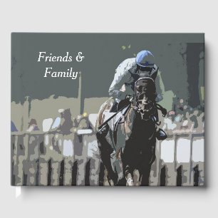 Racehorse mit Jockey in Blue Gästebuch