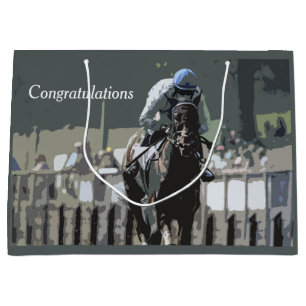 Racehorse mit Jockey in Blue-Geschenktasche Große Geschenktüte