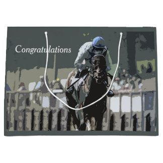 Racehorse mit Jockey in Blue-Geschenktasche Große Geschenktüte