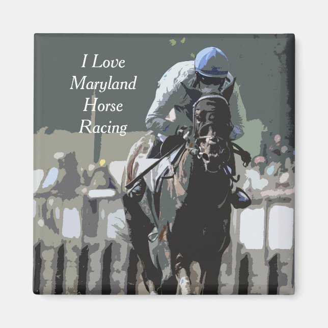 Racehorse mit Jockey in Blue Solid Magnet (Vorne)