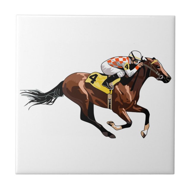 Racehorse und Jockey Fliese (Vorderseite)