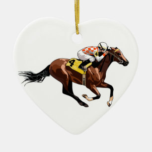 Racehorse und Jockey Keramik Ornament
