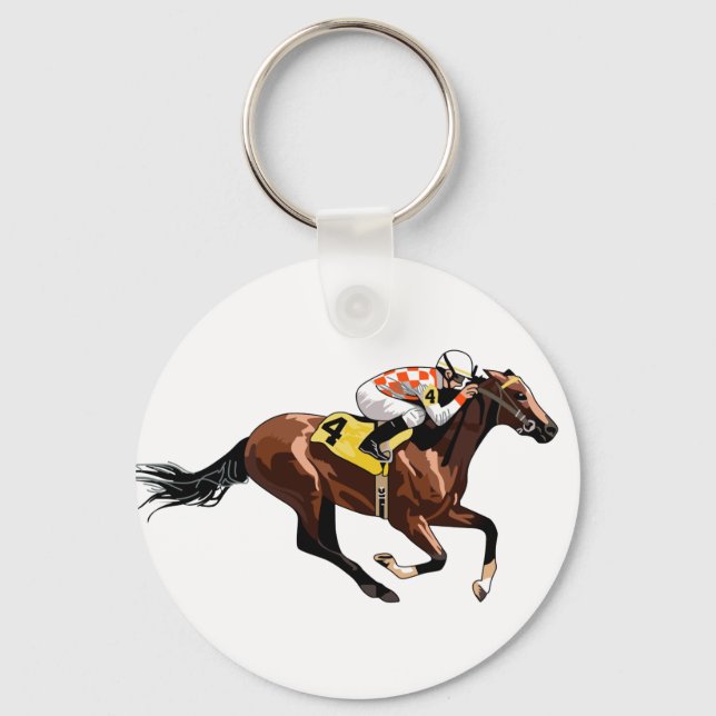 Racehorse und Jockey Schlüsselanhänger (Vorderseite)
