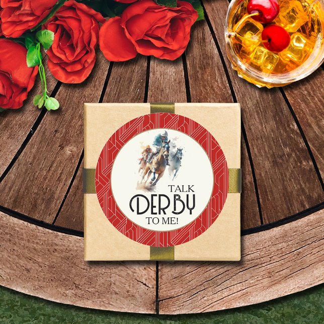 Racehorses and Jockeys Derby Red Runder Aufkleber (Talk Derby to Me racehorses and jockeys red round 3" stickers (1-1/2" available))