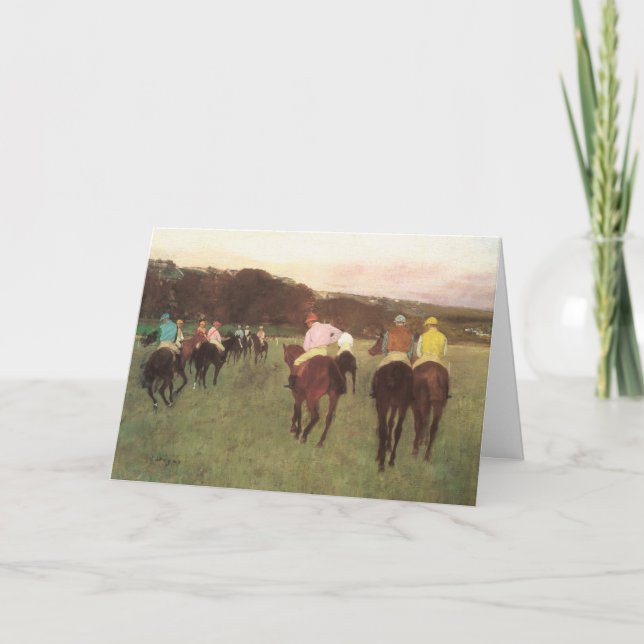 Racehorses bei Longchamp von Edgar Degas Karte (Vorderseite)