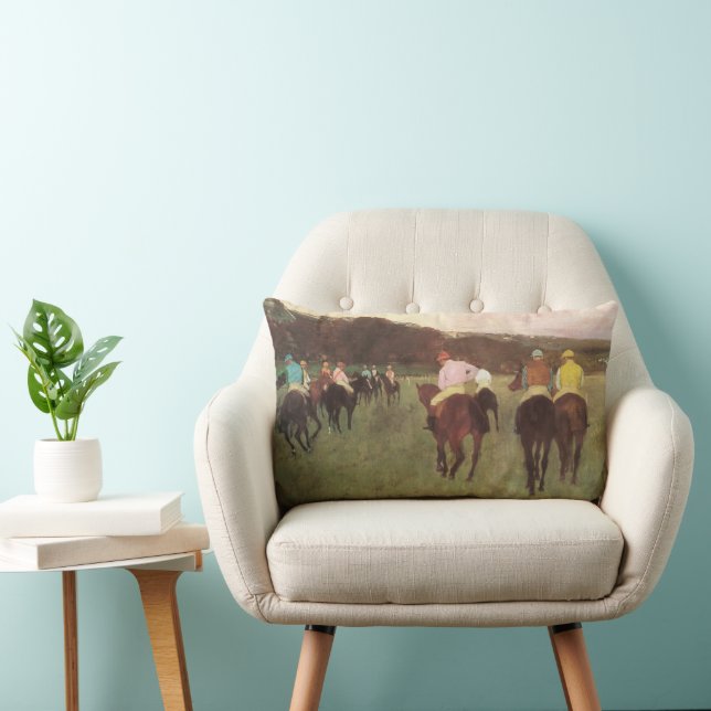 Racehorses bei Longchamp von Edgar Degas Lendenkissen (Stuhl )