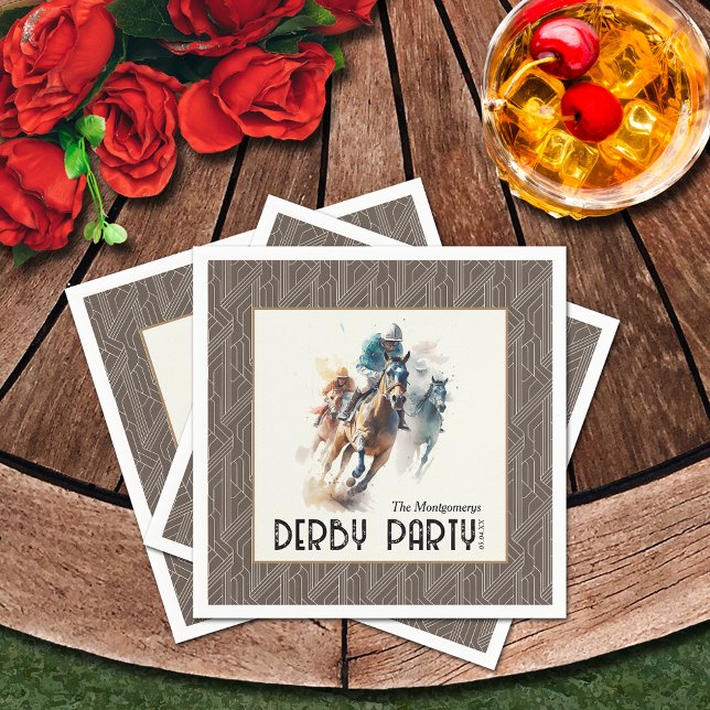 Racehorses Derby Party Brown Serviette (Racehorses Derby Party Brown Napkins)