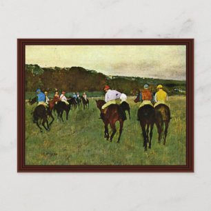 Racehorses in Longchamp von Edgar Degas Postkarte