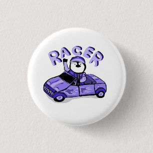 Racer Lila Penguin Button