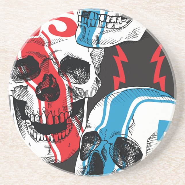 Racer Skull: Vintage Nahtlose Rebellion. Getränkeuntersetzer (Vorne)
