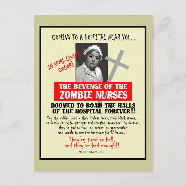 Rache der Zombie-Krankenschwestern Postkarte (Vorderseite)