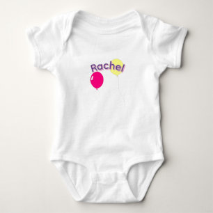 "Rachel" Mädchenname mit Ballons, Baby Strampler
