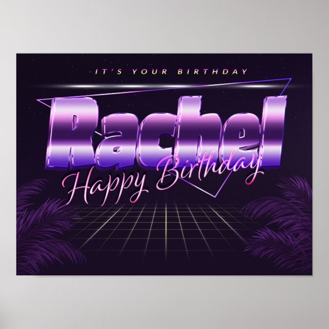 Rachel Name Vorname lila retro Pfingster Geburtsta Poster (Vorne)