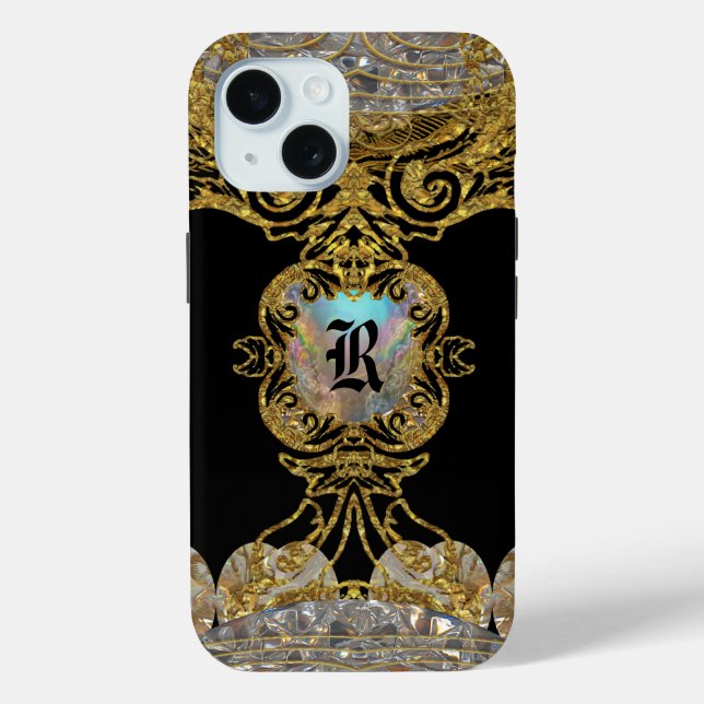 Rachella Elegant Ebony Chic Monogram Case-Mate iPhone Hülle (Rückseite)