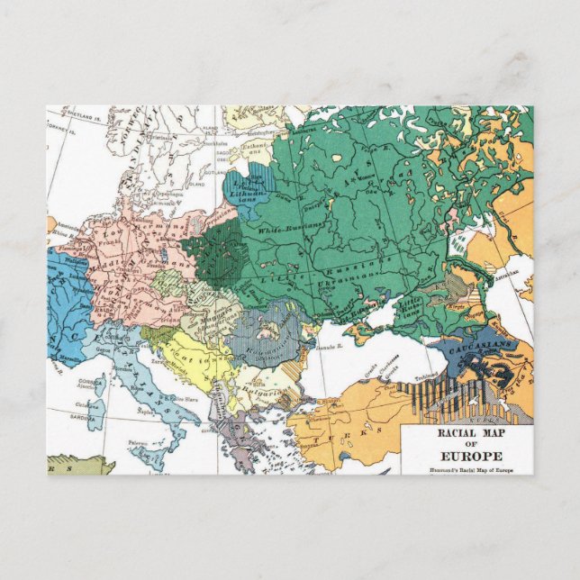 Racial Map of Europe Postkarte (Vorderseite)