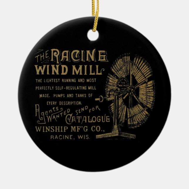 Racine Wind Mill Racine Wisconsin Keramik Ornament (Vorne)