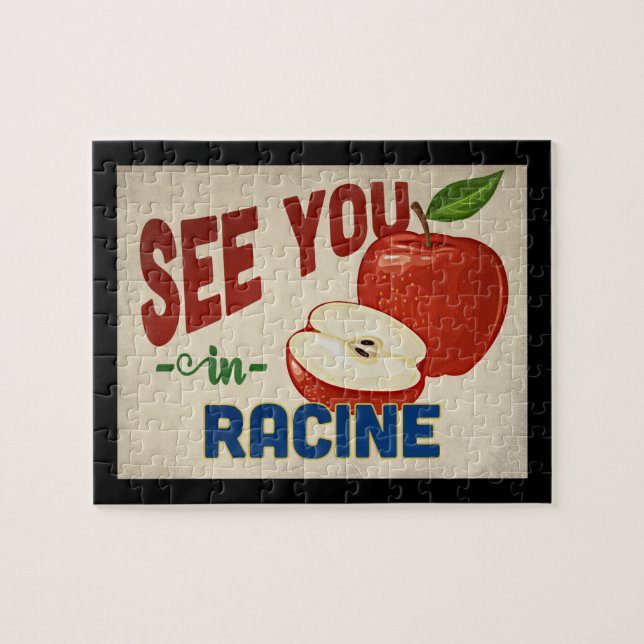 Racine Wisconsin Apple - Vintage Travel (Horizontal)