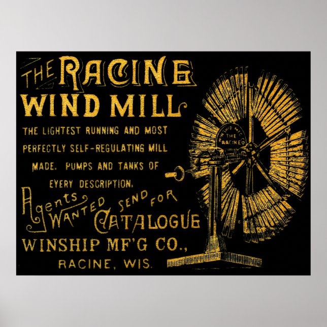 RACINE WISCONSIN WINDMILL WINSHIP MFG CO 1889 POSTER (Vorne)