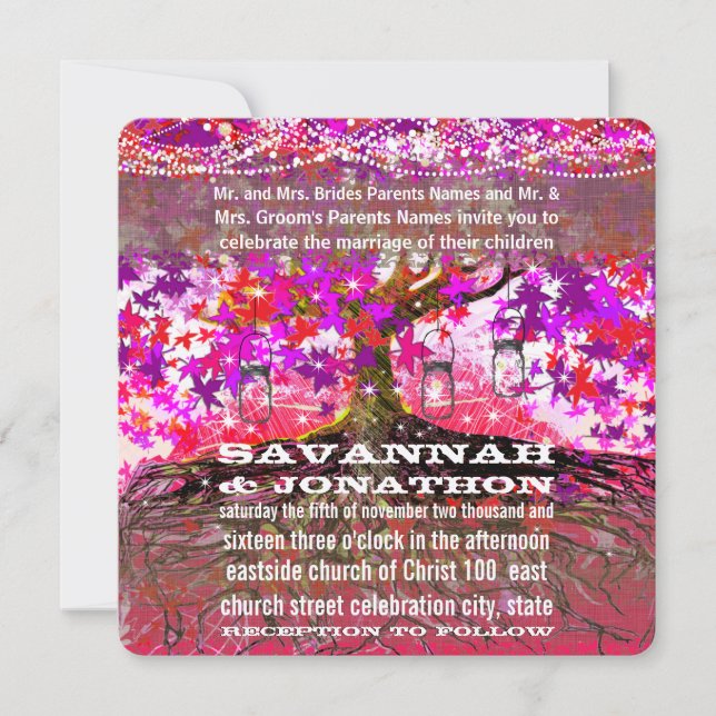 Racines de l'amour Romantique chêne Faire-part de  (Devant)