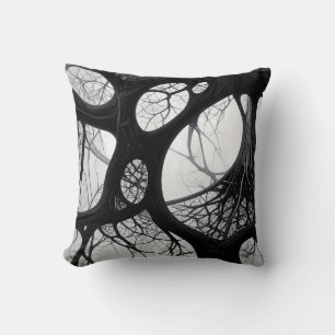 Racines organiques foncées Coussin Motif Abstrait