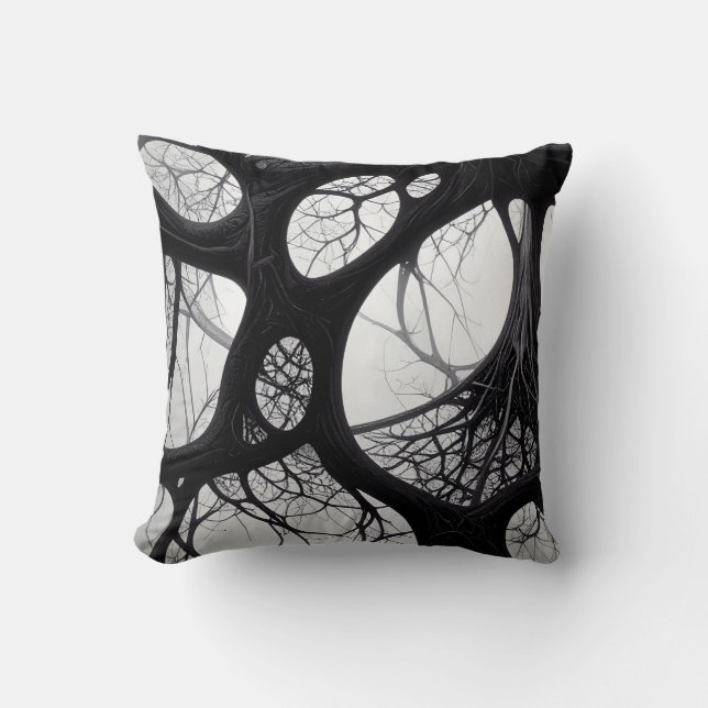 Racines organiques foncées Coussin Motif Abstrait (Recto)