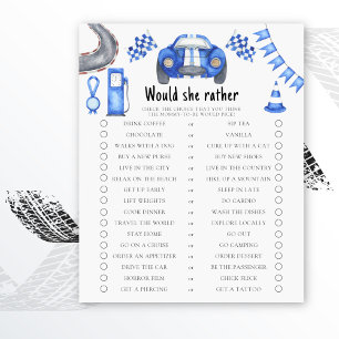 Racing Auto Babydusche Würde sie lieber Spiel