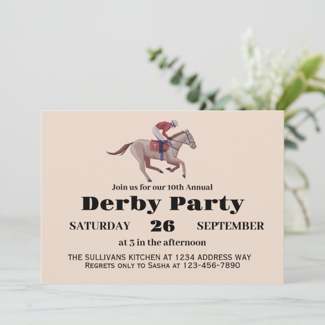Racing Birthday Derby Party Einladung (Stehend Vorderseite)