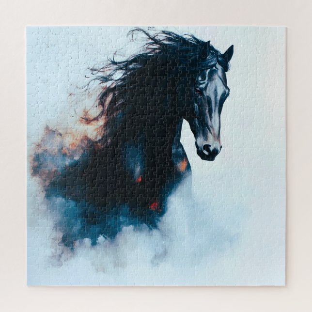  Racing Black Horse Portrait Minimalist (Vertikal)
