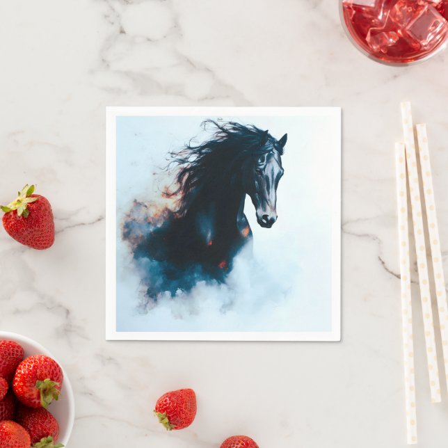  Racing Black Horse Portrait Minimalist Serviette (Beispiel)