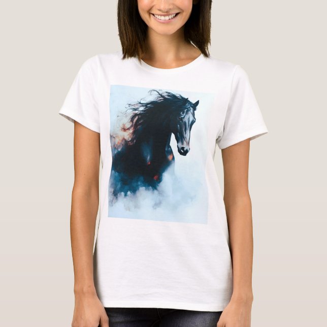  Racing Black Horse Portrait Minimalist T-Shirt (Vorderseite)