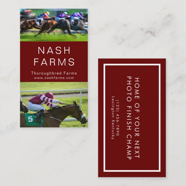 Racing Business Cards für Pferdetrainer Visitenkarte (Vorne/Hinten)